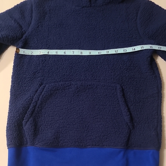 Lands End Kids Unisex Blue Hooded, Pockets Fleece Pullover Jacket NWT L 10-12 - Picture 7 of 10